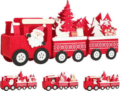 Vláčik vianočný 19.5 cm / červený / 3dr