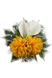 Aranžmán betón s chryzantémou a kálou