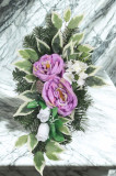 Aranžmán betón s peóniou a hortenziou